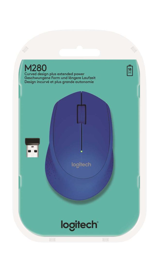 Мышь беспроводная Logitech M280 Blue (синяя, оптическая, 1000dpi, 2.4 GHz