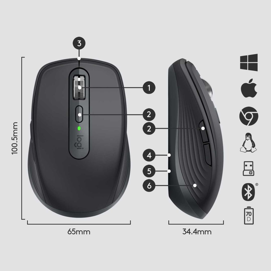 Мышь беспроводная Logitech MX ANYWHERE 3 - GRAPHITE - 2.4GHZ