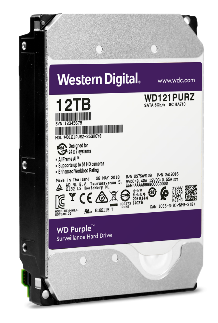 Жесткий диск WD Purple WD121PURZ 12ТБ 3,5" 7200RPM 256MB