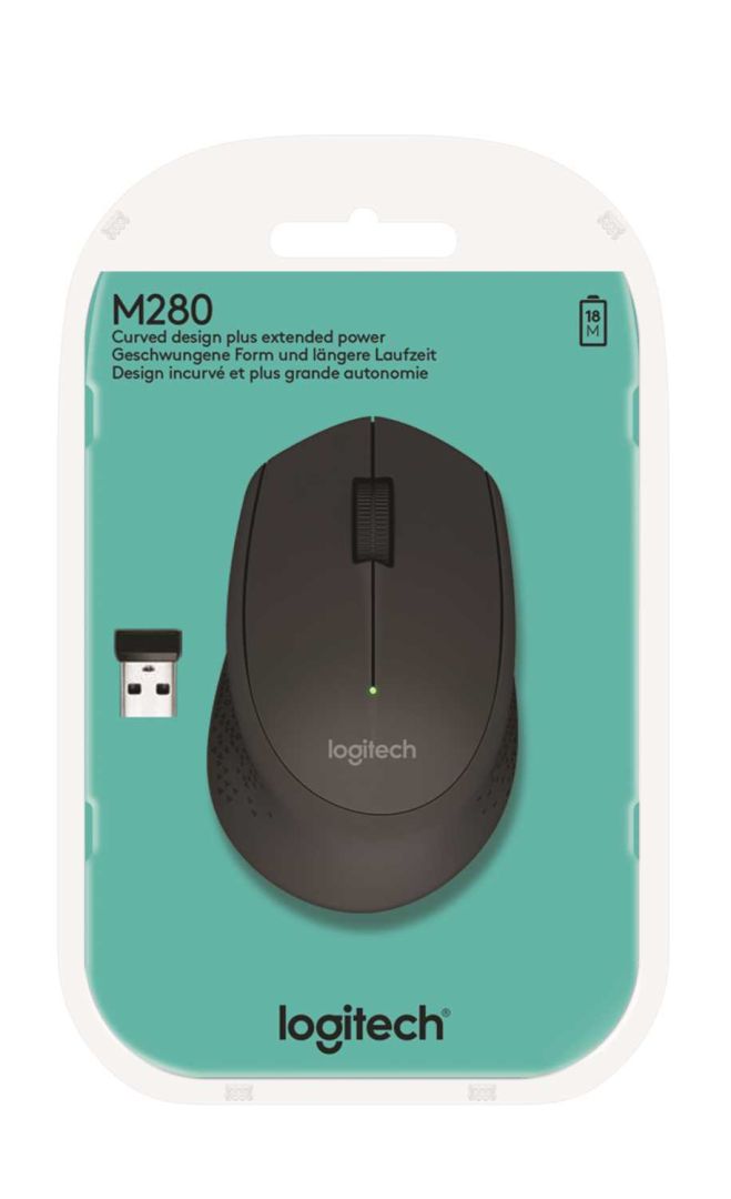 Мышь беспроводная Logitech M280 Black (черная, оптическая, 1000dpi, 2.4 GHz