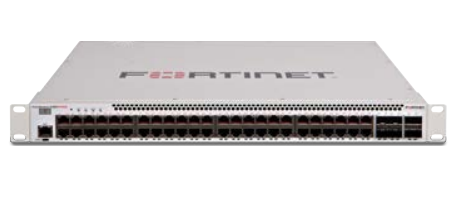 Layer 2/3 FortiGate switch controller compatible PoE+ switch with 48 x GE RJ45 ports, 4 x 10 GE SFP+ and 2 x 40 GE QSFP+, with automatic Max 750W POE output limit