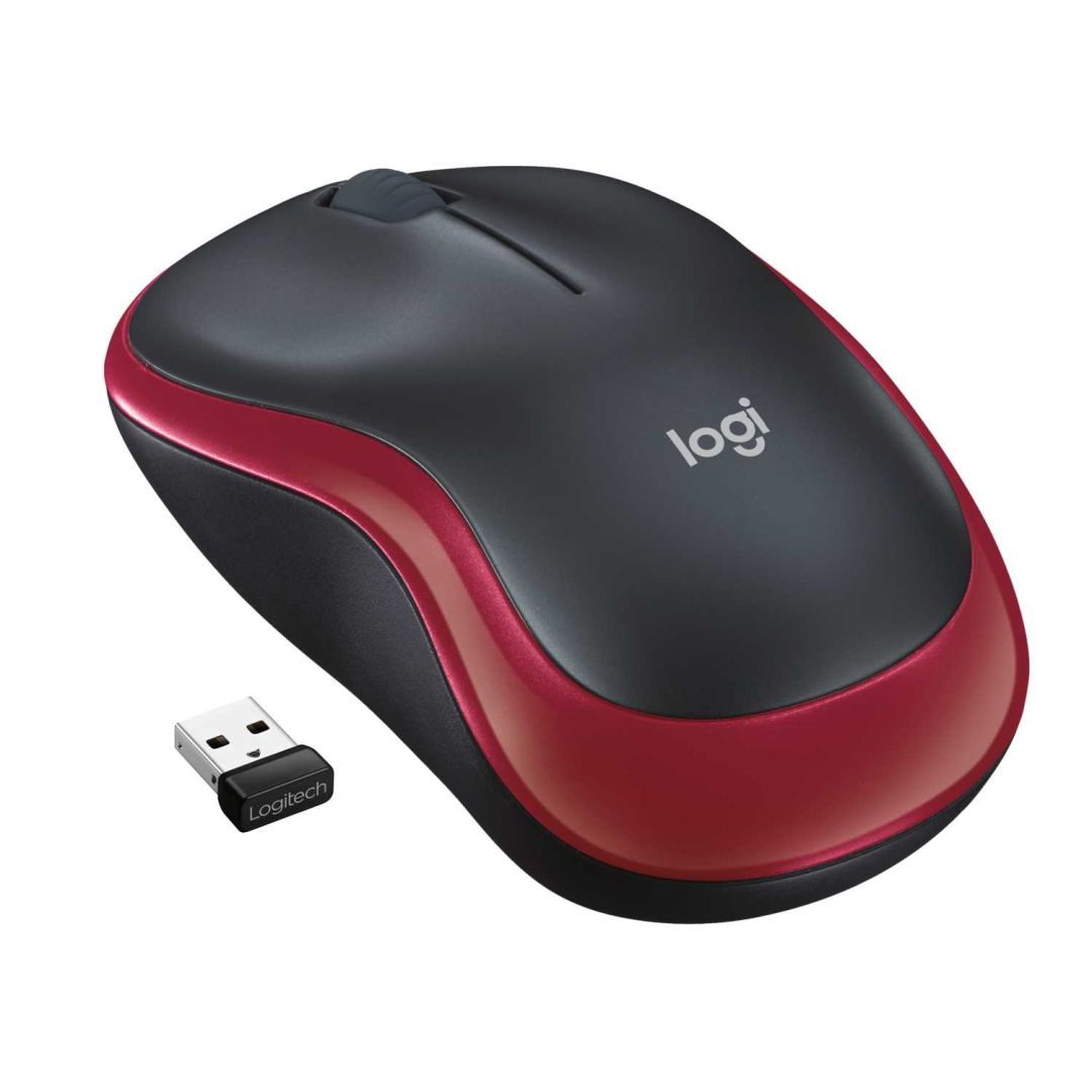 Мышь беспроводная Logitech M185 Red (красная, оптическая, 1000dpi, 2.4 GHz