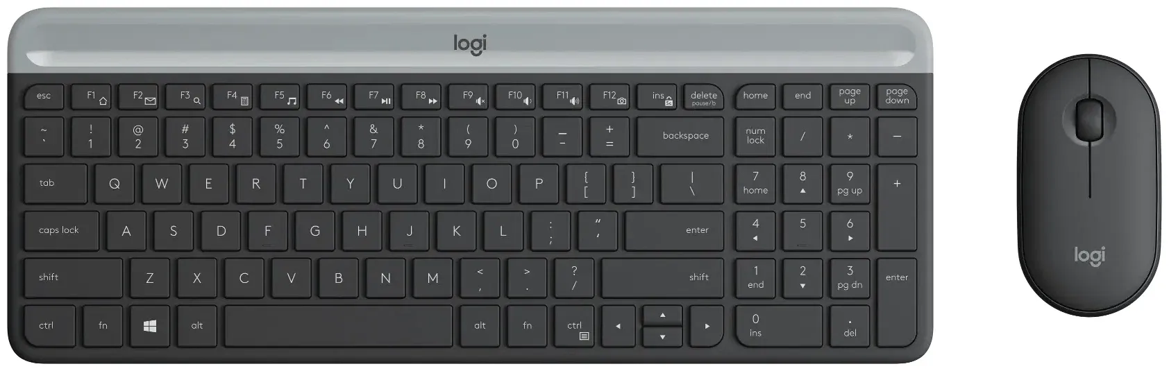 Комплект беспроводной Logitech Slim Wireless Keyboard and Mouse Combo MK470-GRAPHITE - RUS - 2.4GHZ - N