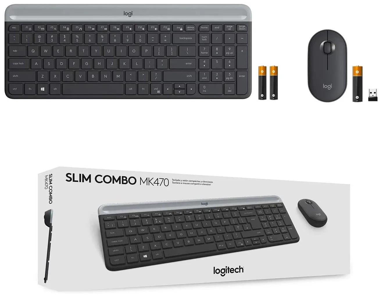 Комплект беспроводной Logitech Slim Wireless Keyboard and Mouse Combo MK470-GRAPHITE - RUS - 2.4GHZ - N