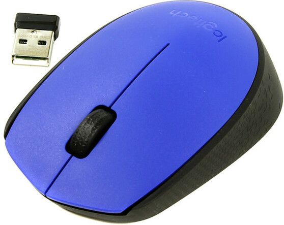 Мышь беспроводная Logitech M171 Blue (синяя, оптическая, 1000dpi, 2.4 GHz